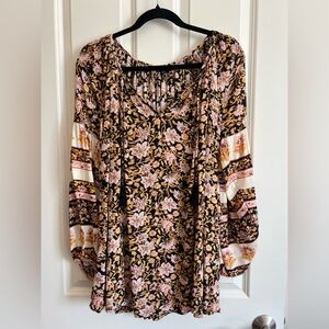 Billabong long sleeve boho mini dress.